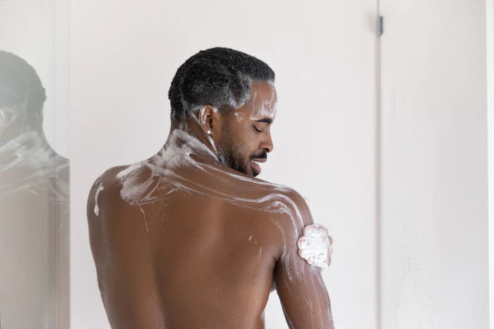 black men taking shower